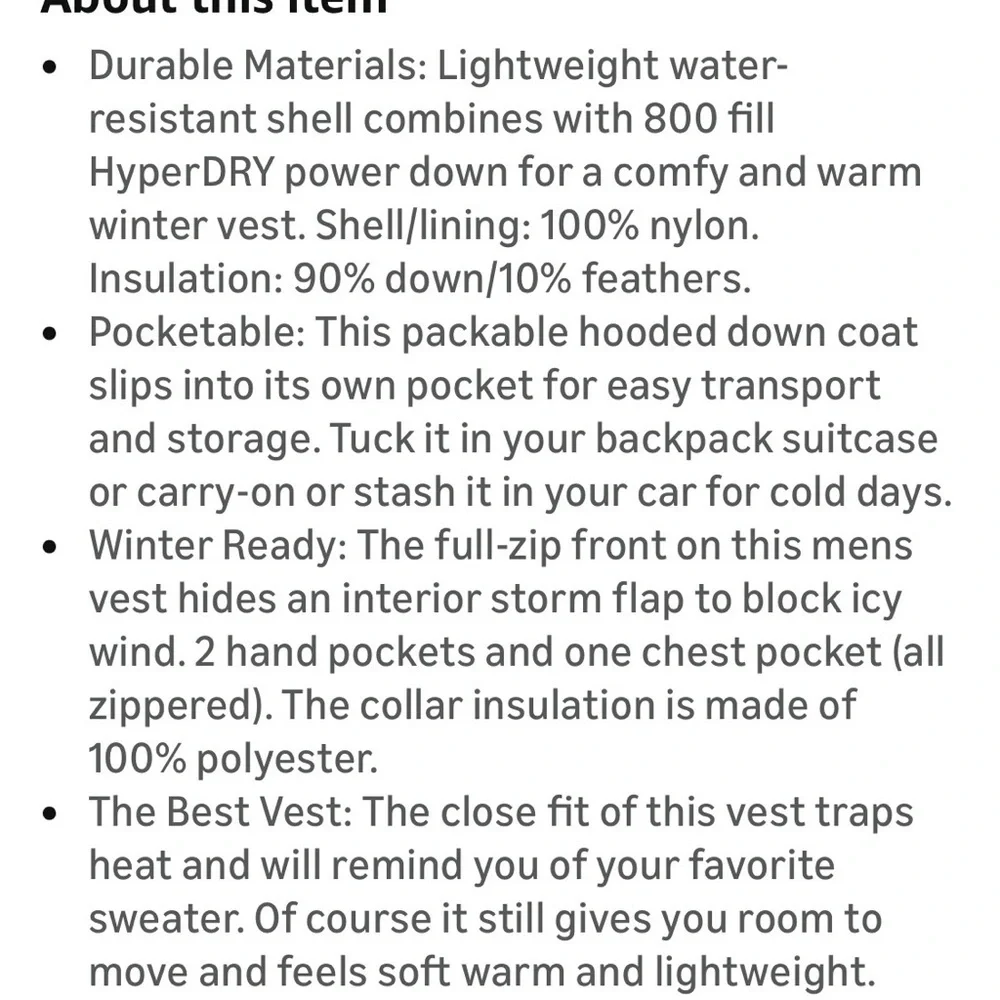 Lands' End Hyper Dry 800 Down Vest